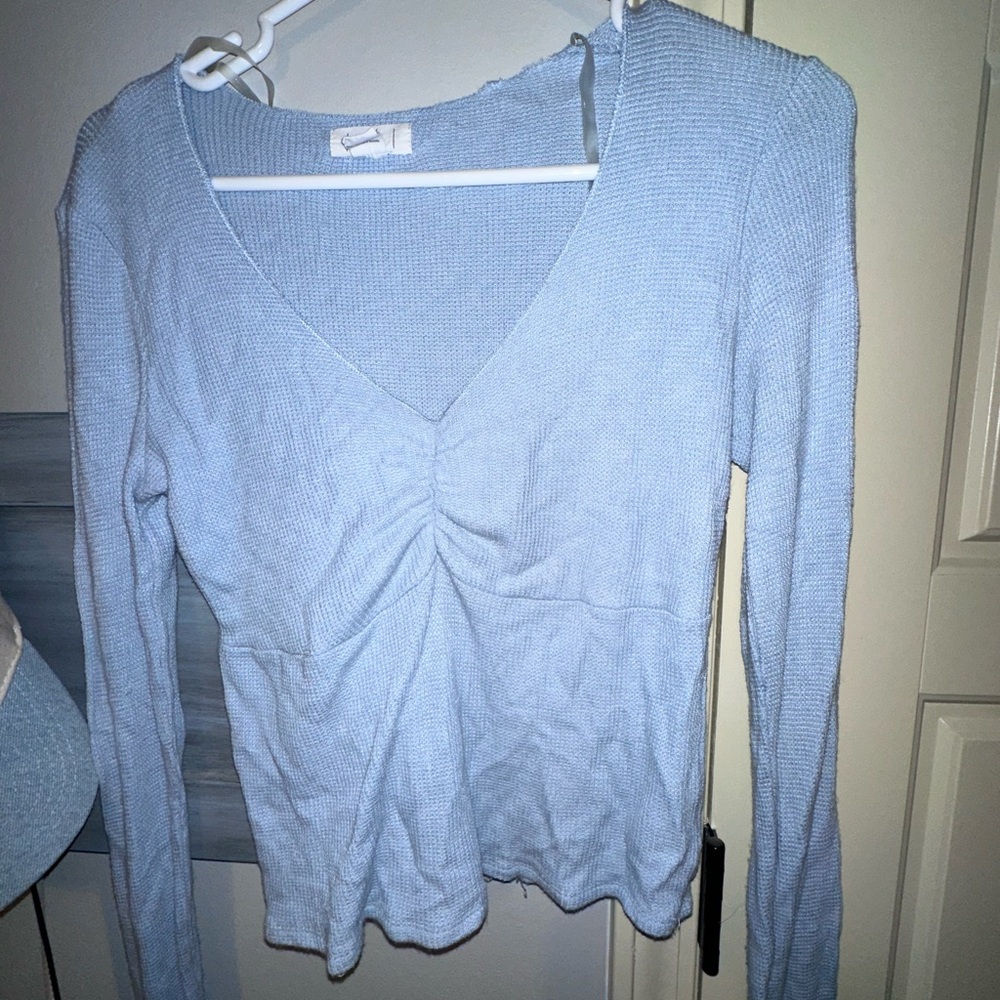 Ivy &Main Light Blue V-Neck Women's Top